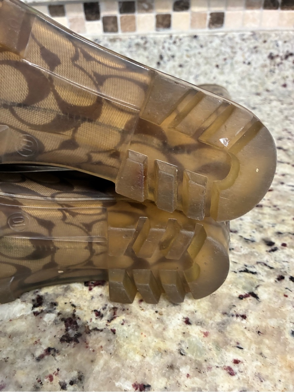 Coach Brown Signature Monogram Knee-High Rain Boots - Picture 6 of 8